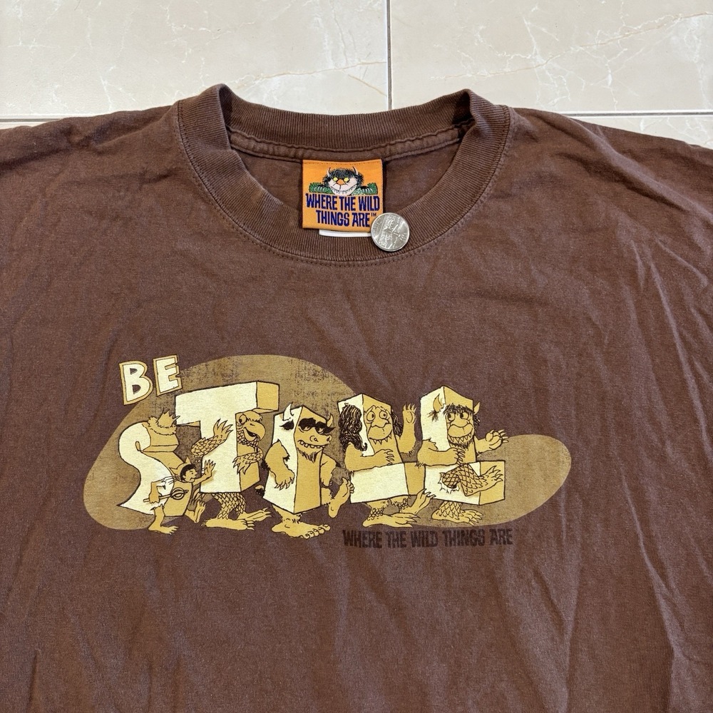 Vintage Where The Wild Things Are Shirt Men's XL Brown Y2K 90s Movie Promo Book